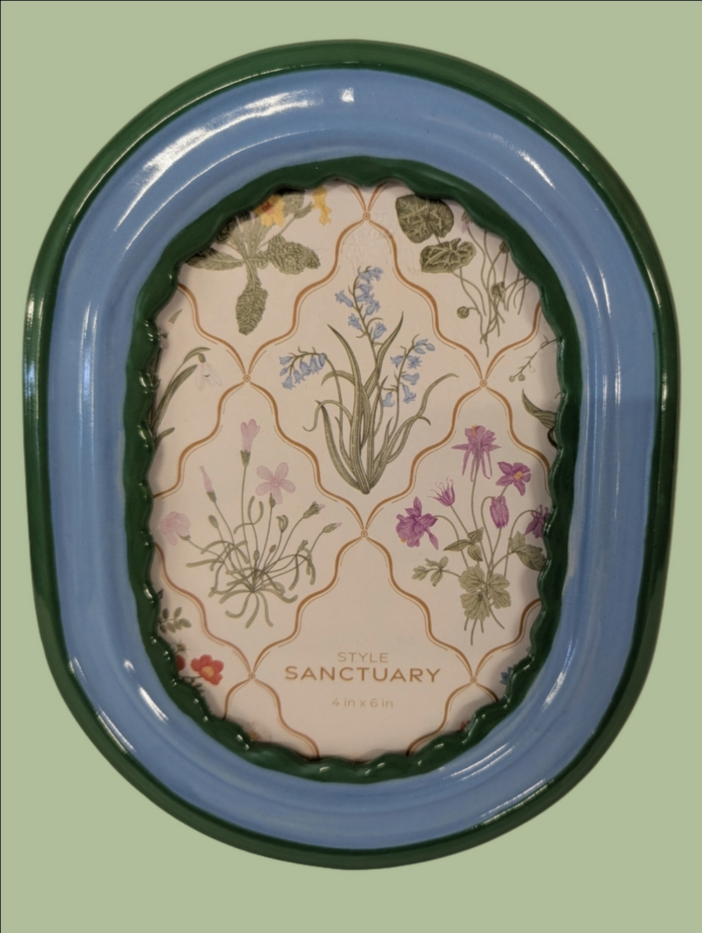 Sanctuary Blue and Green Oval Photo Frame 4x6 New